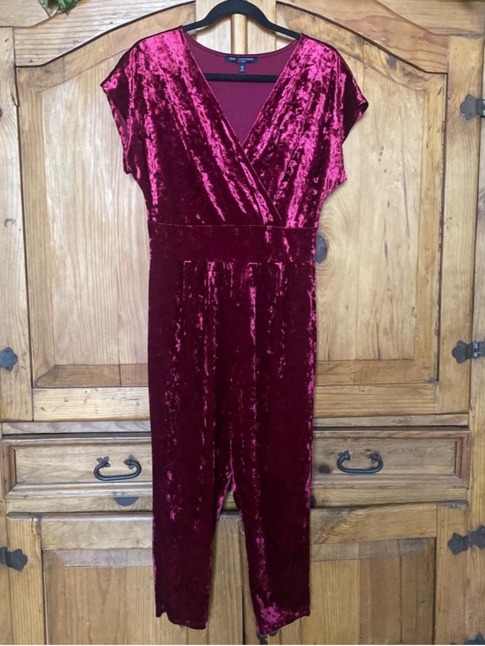 Velvet Jumpsuit in Deep Wine